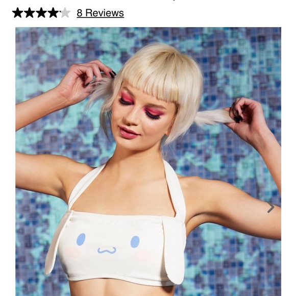 Cinnamoroll Blue Gingham High-Waisted Swim Plus Size 3X top and 5X bottoms - Picture 7 of 8